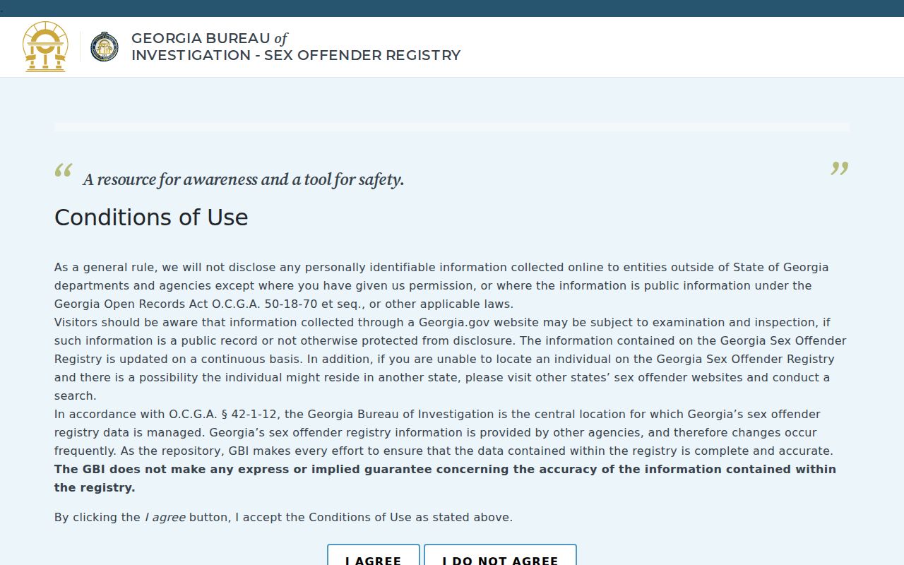 Georgia Sex Offender Registry public search interface used for Pike County