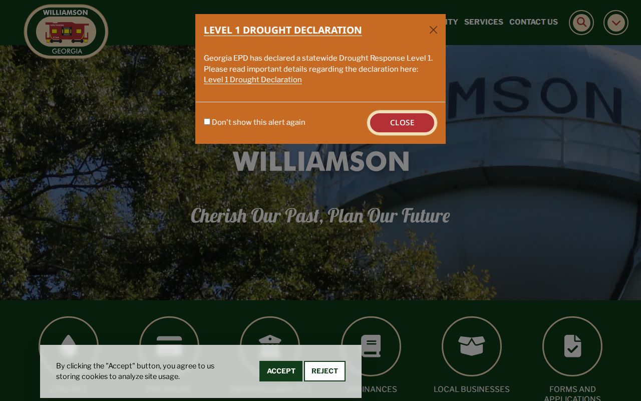 Official Williamson city website showing City Hall information