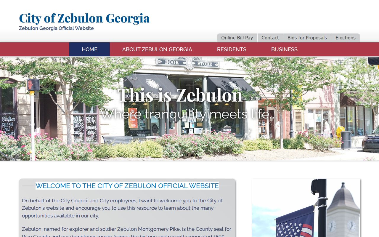 Official City of Zebulon Georgia home page with municipal contacts